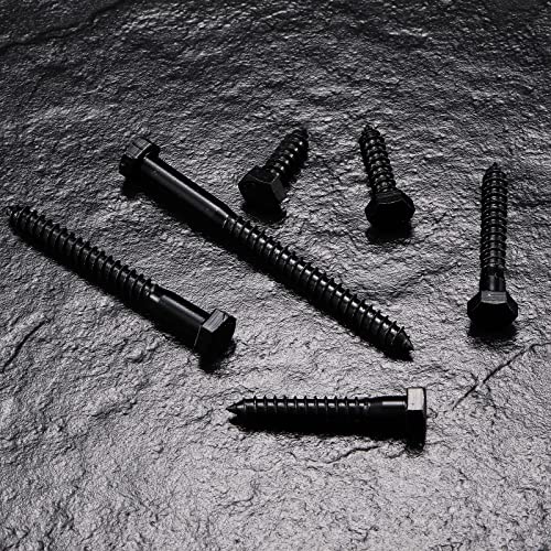1/2" x 2" Hex Head Lag Screws Bolts 20Pcs 304 Stainless Steel 18-8, Partial Thread, Hexagon Head Wood Screws by Black Oxide by SG TZH