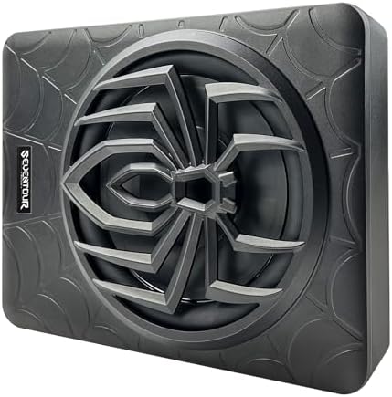 10" 1000W Slim Under Seat Powered Car Subwoofer, Car/Truck Audio Sub Built in Amplifier amp Combo, with Blue LED Light (Subwoofer + Mounting Wire Kit)