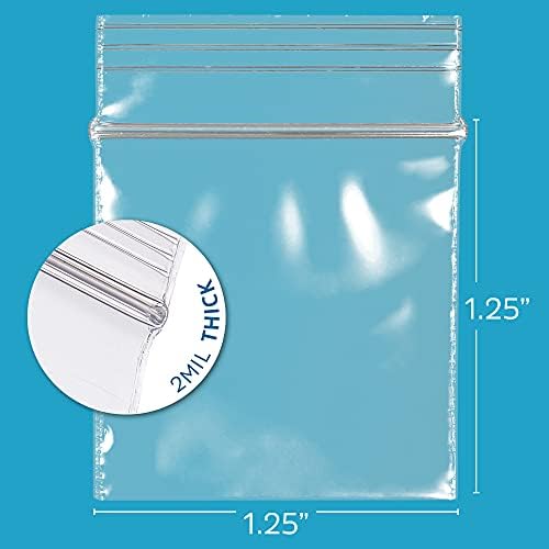 1.25 x 1.25 inches, 2Mil Clear Reclosable Zip Bags, Case of 1000 GPI Brand