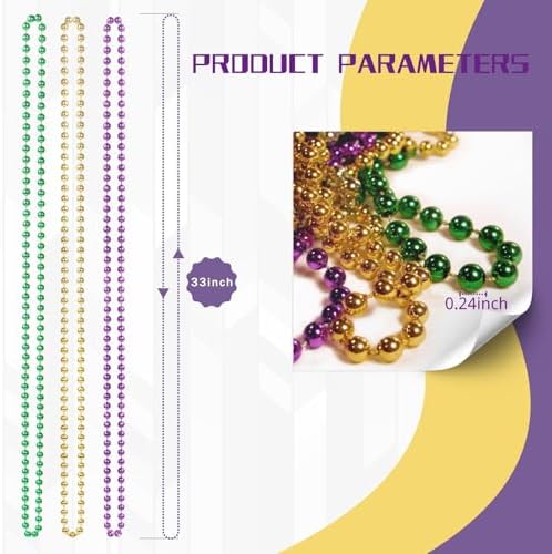 100PCS Bulk Parade Beads - Colorful Mardi Gras Bead Necklaces for Kids & Adults - Party Decorations & 33" Festival Parade Throw Accessories Bulk Beads for Wedding, Birthday