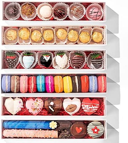 15Pack 12x2¼x2 Inches Chocolate Covered Strawberries Boxes for 6 Macaron boxes Chocolate Truffle Boxes Cookies boxes Bakery Boxes with Clear Window