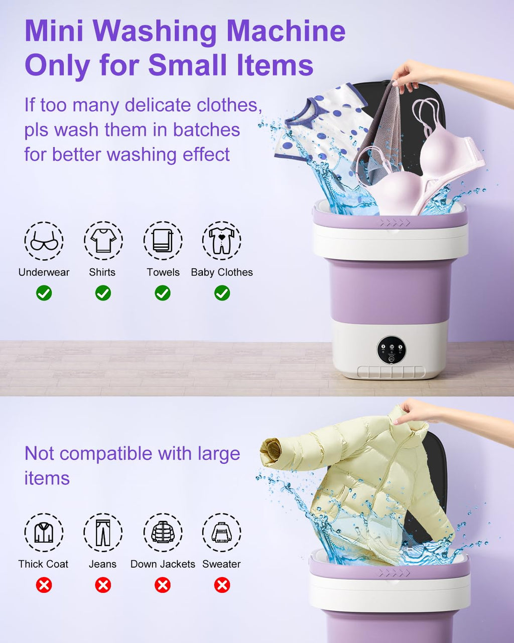15L Portable Washing Machine, Foldable Small Washer with Spin Basket Laundry Machine, 3 Cleaning Modes Suitable for Underwear Baby Small Clothes, Foldable Design Ideal for Hotel Camping Apartment Home