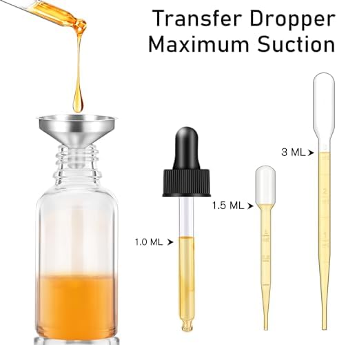 100 Pack, 1 oz Glass Dropper Bottle for Essential OIls, 30 ML Clear Empty Tincture Bottles with Dropper for Serum Hair Cuctile Body Oils Bulk for Storage