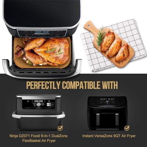 150PCs Air Fryer Liners for Ninja DZ071 7-QT/Ninja AD600CO 11-QT/Instant VersaZone 9QT,100PCs Small Liners for Divider Basket & 50PCs Large Disposable Paper Liners for 7QT MegaZone/Topzee 11QT