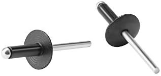 100pcs black Large Flange Blind Rivets, Aluminum, Flange Diameter 5/8" (16mm), Pop Rivets Assortment Kit Blind Rivet, 3/16" x 5/8", Grip Range (12-16mm)