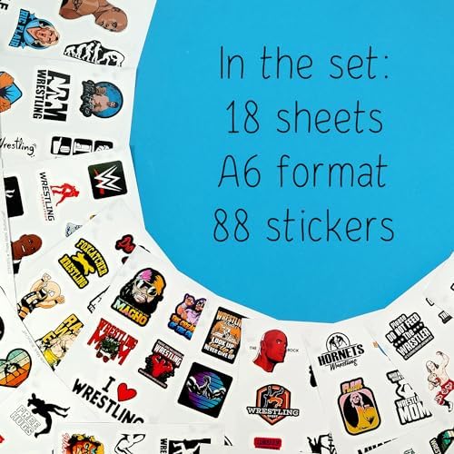100Pcs Wrestling Stickers and Decals for Water Bottles, Wrestling Birthday Party Decorations, Wrestling Birthday Party Supplies, Wrestling Gifts for Teen Boys and Girls, Gifts for Wrestlers