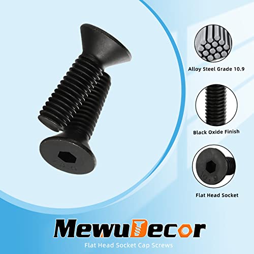 1/4-20 x 2 Flat Head Socket Cap Screws Countersunk Bolts Countersunk Bolts, Alloy Steel Grade 10.9, Fully Threaded, Black Oxide, 30 PCS