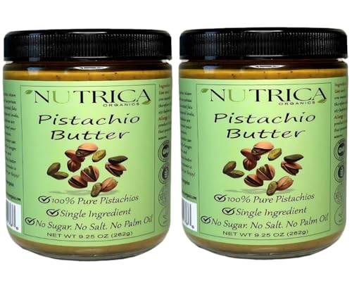 100% Pure Pistachio Butter, Single Ingredient, No Salt, No Sugar, No Palm Oil, Glass Jar, No Additives, Vegan, Plant Based Protein, Premium Roasted Pistachios, Perfect For Dubai Chocolate With Knafeh. 18.5oz (525gr)