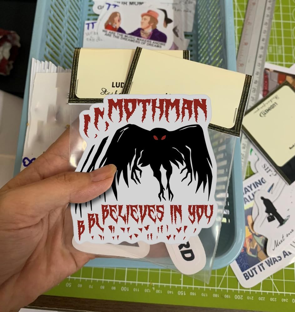 (Pack of 3) Mothman Believes in You Sticker, Cryptid Lover Waterproof Stickers, 3 Inches