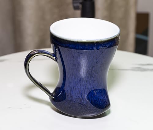 12Oz Color Glazed Ceramic Coffee Mug,Cool Cup With Handle Suitable for Office and Home,Drinking Coffee, Tea, Cocoa and Milk Lead cadmium free, Dishwasher Microwave Safe (Brushed blue)