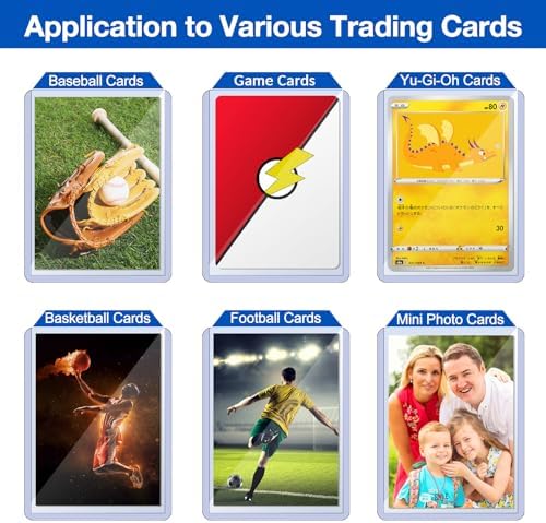 100 Topload Card Holder and 100 Clear Sleeves, Sooez 35 PT Topload Card Protectors, 3" x 4" Hard Plastic Card Sleeves Baseball Card Protector, Rigid Toploading Card Case for Collectible Trading Cards