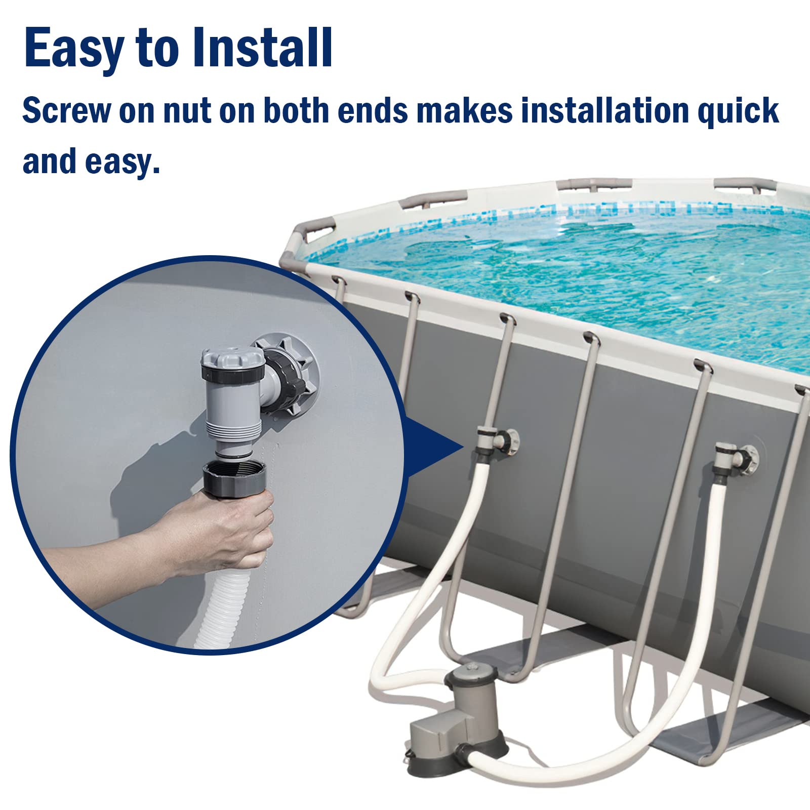 1.5" Pool Hose for Intex Filter Pump - 29060E Pool Hoses for Above Ground Pools, 1.5 Inch Pool Filter Hose for Coleman Intex Sand Filter Pumps & Saltwater Systems 59" Long (2 Pack)