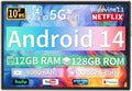 10 Inch Android Tablet, 12GB RAM 128GB Storage (Expandable to 1TB), 5G WiFi, 8000mAh Long Battery Life, Octa-Core Processor, Dual Camera (5MP+8MP), Face Unlock, Black