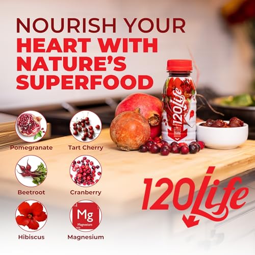 120/Life Blood Pressure Support, Beet Root Juice, Pomegranate Extract, Cranberry Juice, Tart Cherry, Hibiscus, and Magnesium (8 Fl Oz, Pack of 14) - Gluten-Free & Vegan