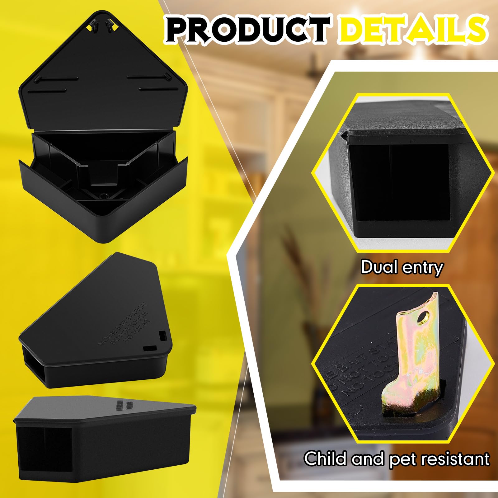 12 Pcs Mice Station with Keys Mouse Bait Stations Waterproof Mice Stations Outdoor Mice Traps Bait Boxes for Mice Indoor Outdoor, Bait Not Included, Suitable for Small Mice (Black)