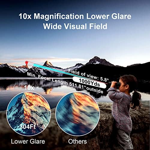 10x42 Focus-Free Binoculars,Professional High Powered HD Large View Binoculars,with BAK-9 Prism FMC Lens for Bird Watching Hunting Trave Watching Sport Events