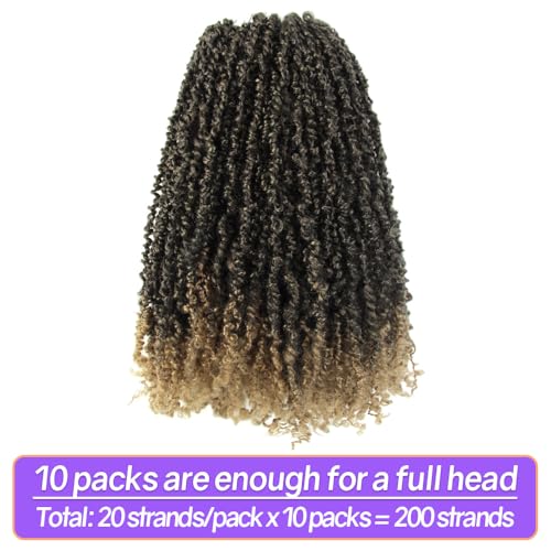 12 Inch 10 Packs Yanky Twist Crochet Hair Pre-twisted Ombre Honey Blonde Kinky Mini Spring Twist Small Curly Senegalese Twist Braids (T27)