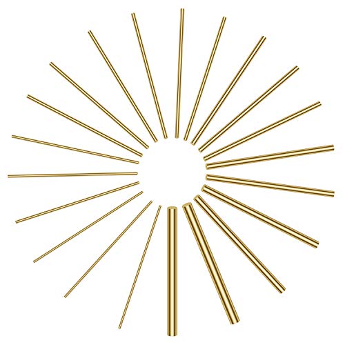 1/2" 3/8" 5/16" 1/4" 3/16" 5/32" 1/8" 3/32" 1/16" Brass Rods Assortment Kit, Brass Solid Round Rod Lathe Bar Stock for Craft Making, Handle Pin, 3.94" in Length (36 Pieces)