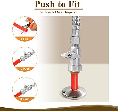 1/2" x 3/8" OD Compression Straight Stop Valve for PEX, Copper, CPVC Pipe and Water Line, Push to Connect Brass Plumbing Fitting, Quarter-Turn Shut Off Valve (2 Pack)
