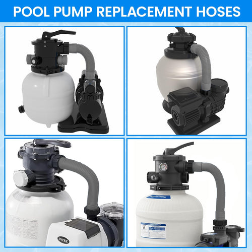 1.5" x 20" Pool Hose Replacement, Pack of 2 - Compatible with Above Ground Pools Filter Pump Hoses, Sand Filters, Saltwater Systems (1,500-2,500 GPH), Grey