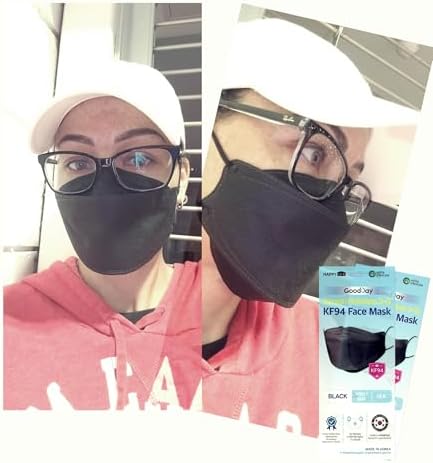 (Pack of 20) Korea Black Disposable KF94 Face Masks 4-Layer Filters Breathable Comfortable Protection, Protective Nose Mouth Covering Dust Mask Made in Korea