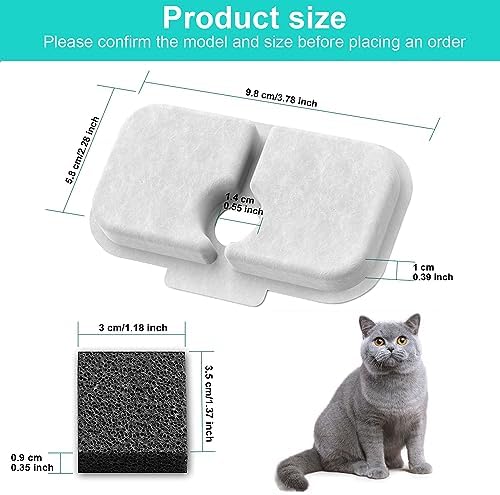 12-Pack Replacement Filters for Petlibro Dockstream Cat Water Fountain PLWF005 PLWF115 PLWF105, Ultra Quiet Pet Water Fountain