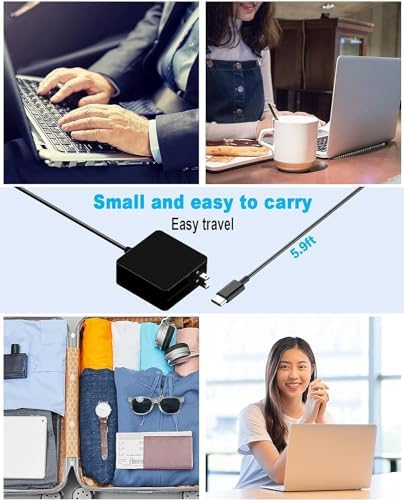 109W USB C Power Adapter, Type C Power PD Wall Fast Charger Compatible with Mac Book Pro, Dell Latitude, Lenovo, Huawei Matebook, HP Spectre, Acer Chromebook and Any Laptops or Smart Phones 1