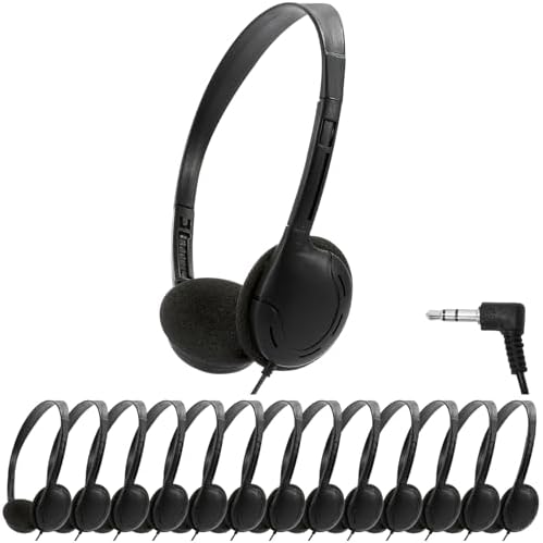 10 Pack Classroom Headphones, Headphones Bulk for Kids, Teenagers, Boys, Girls, Wire Bulk Headphones for Classroom, Adjustable with 3.5 mm Jack