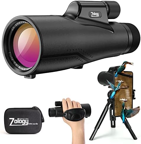 12x56 HD Monocular Telescope with Premium Carry Case,Phone Adapter and New Generation Tripod,Portable and Waterproof High Power Monocular for Hiking and Bird Watching