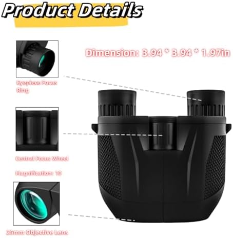 10x25 Compact Binoculars, Small Binoculars for Adults and Kids, High Powered Travel Waterproof for Bird Watching, Hiking, Cruise and Hunting, Gifts for Adults Teens Friends