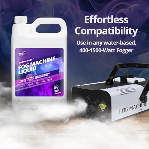 1 Gallon Fog Machine Liquid Smoke - Medium Density Smoke Machine, Fog Juice for 400-1500 Watt Foggers, Water-Based, Lasting & Ultra Thick Atmosphere, Ideal for Concerts, Parties & Events