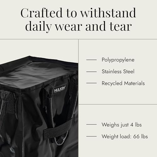 (Large, Black Reusable Rolling Tote & Rolling Shopping Bag with Wheels - Wheeled Tote - 66 lb Limit