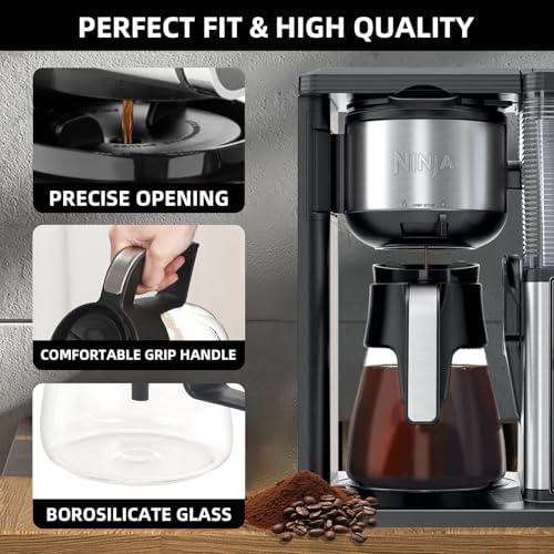 10 Cup Glass Carafe Brew-Through Lid Coffee Carafe Replacement Coffee Pot Compatible with Ninja Dual Brew Coffee Maker CF090 CF092 CF097 CM400 CP300 CP301 CP307 Coffee Bar System