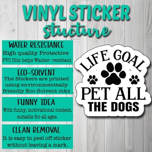 (3Pcs) Life Goal Pet All The Dogs Sticker, Decorate Books Laptop Phone, Water Bottles Kindles Stickers, Tumbler Sticker Waterproof Vinyl Decorate Sticker 3" Inch