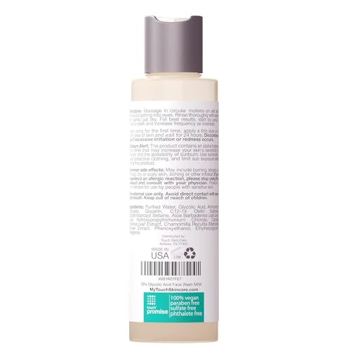 10% Glycolic Acid Face Wash - Exfoliating, Non Drying & Foaming AHA Cleanser - Anti-Aging, Skin Tone & Texture, Wrinkles, Pores, Blackheads - Sulfate Free, Oil Free, & Low PH - 6 oz.