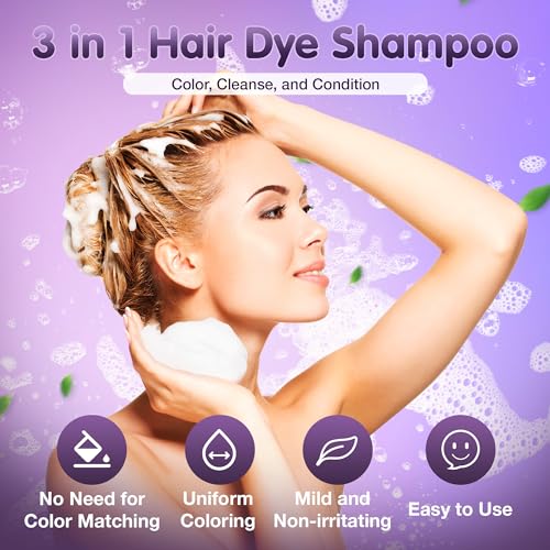 "Leorx 3 In 1 Hair Dye Shampoo, 16.9 Fl Oz, Wine Red, Instant Herbal Refresh For Women & Men - Color Your Hair with Ease - Tintes Para El Cabello Profesional"