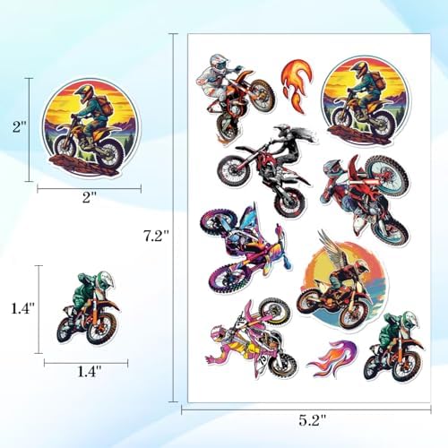 100 Pcs Dirt Bike Stickers, Motorcross Decal, Dirtbike Sticker Waterproof Decals for Water Bottles Laptop Luggage Computer Scrapbooking Teens Adults Girls Kids Funny Party Decorations
