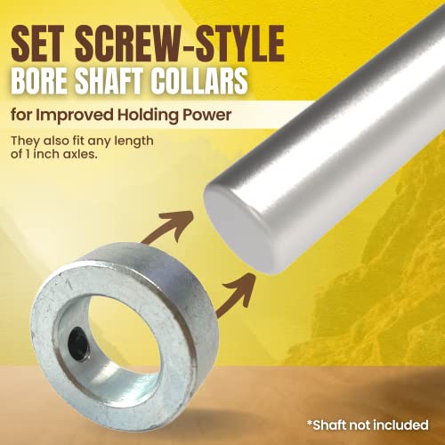 (4-Pack) 1” Bore Solid Steel Shaft Collars with Zinc Plated Coating - Durable Shaft Collars Suitable for Machinery and Industrial Use
