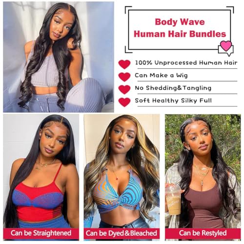 12A Human Hair Bundles 30 30 30 Inch Body Wave 3 Bundles Human Hair 100% Unprocessed Brazilian Virgin Weave 3 Bundles Human Hair Body Wave Deals Human Hair Extensions