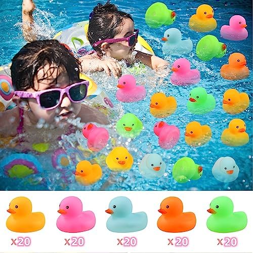100 Pack Multicolor Mini Rubber Duck Bath Toy Colored Little Ducks
