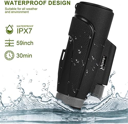 12x55 HD Monocular Telescope with Smartphone Holder, 2023 Waterproof Monocular, Lightweight Monocular for Bird Watching Hunting Camping Travel Star Watching (DarkBlack)