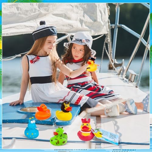 100 Pcs Cruise Ducks Tags Kits Includes 30 Pcs Cruising Ducks with 30 Pcs Cruise Duck Tags and 40 Pcs Rubber Bands Random Assorted Rubber Ducks for Cruise Ship Hiding Ducks