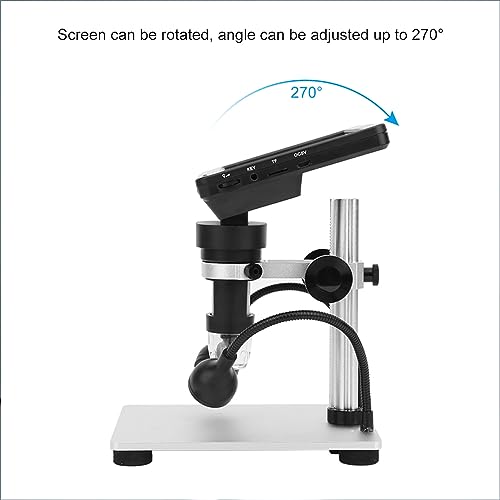 1080P Digital Jewelry Microscope - 7 Inch FHD LCD Display, 2000x Magnification Zoom, Soldering Microscope for Biological Observation and Watch Repair, 12MP Camera, LED Lights
