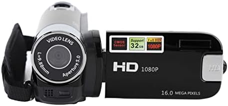 1080P HD Camera Camera Camcorder, 16MP DV Camera 16x Digital Zoom Video Camera, 2.7in TFT Rotatable Screen, Built in Speakers, USB (Black)