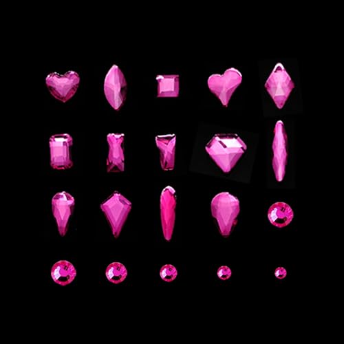 14 Types of 700 Special-Shaped Rose Pink Diamonds + 2100 Flat-Bottomed Rhinestones Mix 20 Styles Flatback Rhinestone Crystals 3D Decorations Flat Back Stones Gems Set +Tweezers + Drill Pen