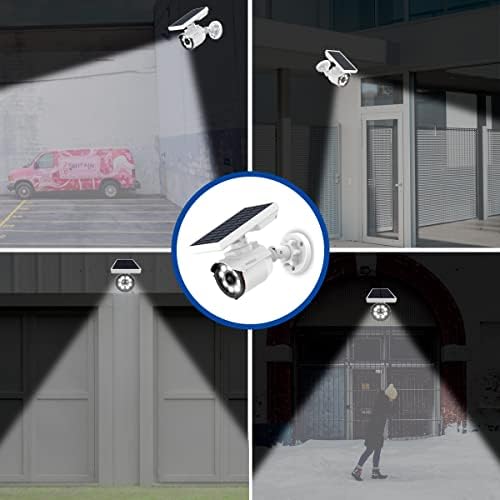 (Wire Free Solar Motion Light) Motion Sensor Solar Powered Outdoor Wireless Fake Camera Brightest Floodlights Spot Lighting Spotlight Home Security LED Lights Defiant Activated Detector