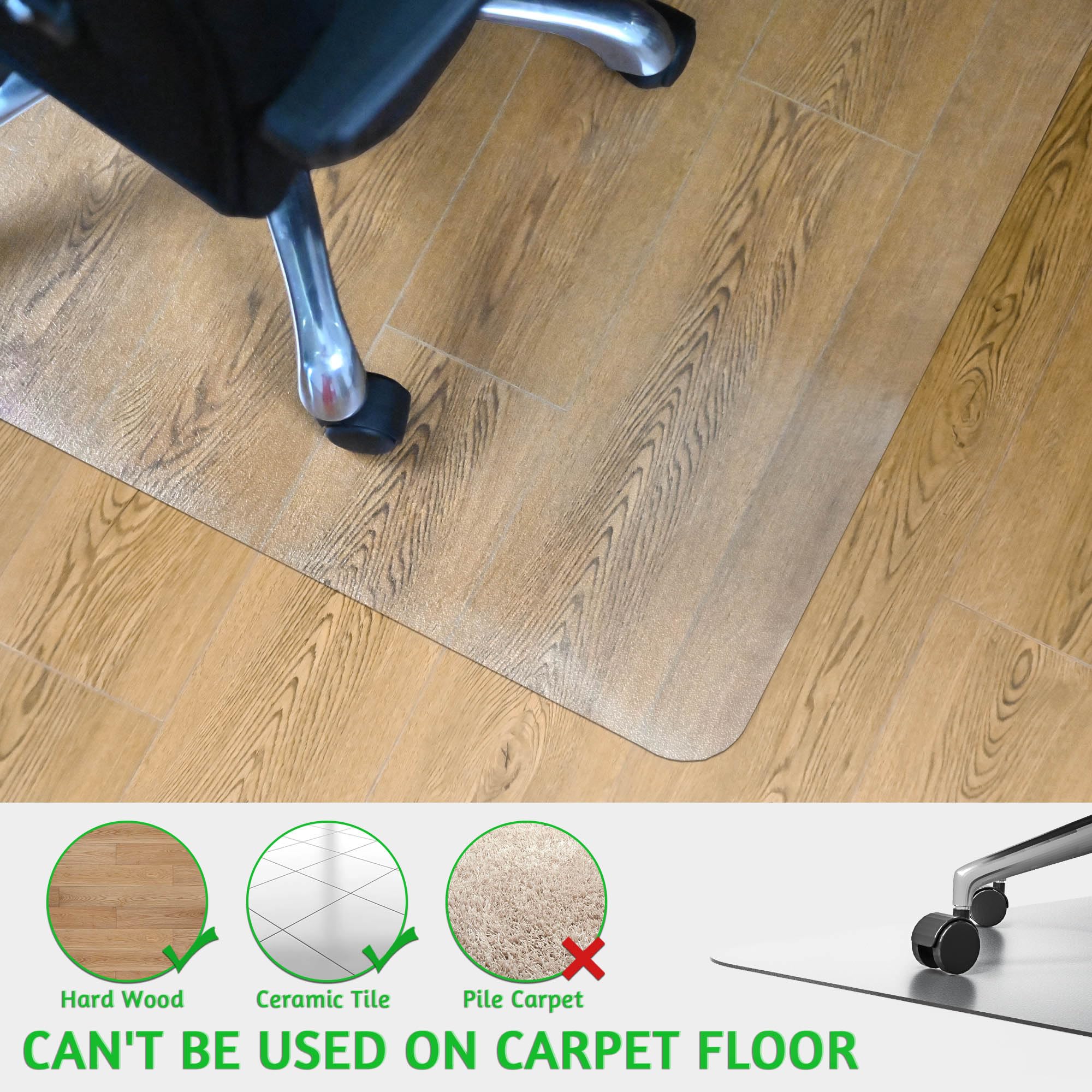 100pointONE Large Chair Mat for Hardwood Floor - 48" x 60" Clear Desk Chair Floor Protector Mat, Easy Glide Office Chair Mat for Home & Office