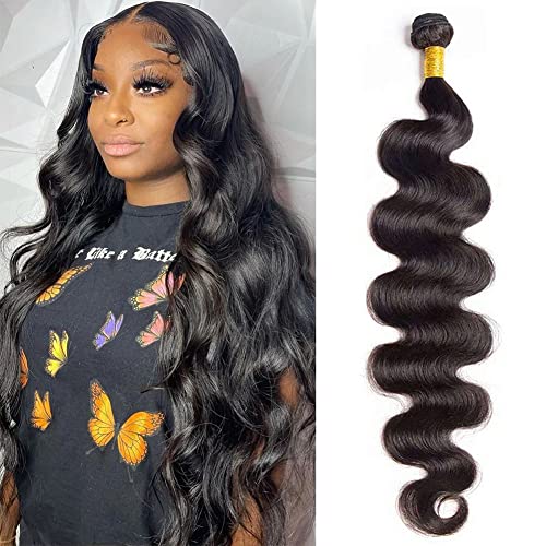 10A Brazilian Body Wave 1 Bundle 28 Inch Single Bundles Human Hair Body Wave One Bundle 100% Unprocessed Remy Virgin Human Hair Weave Bundles 1B Natural Black