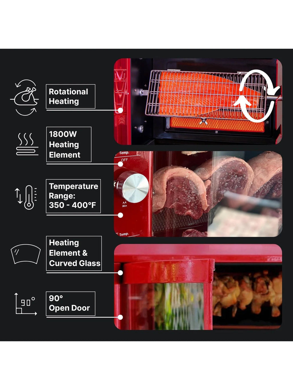Brazilian Flame Churrasco? Gas Rotisserie Oven Grill Roaster with Auto Rotating Skewers for Rotisserie Chicken Brazilian Style BBQ and Churrasco Shawarma Machine Propane Grill - 2024 Series
