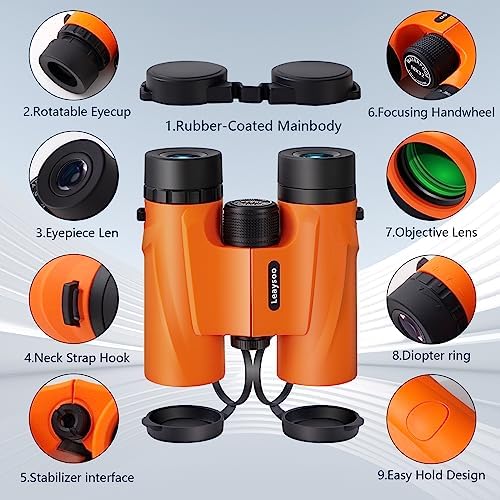 10X32 Compact Binoculars for Adults and Kids,High Powered Small Binoculars, BAK-4 FMC Clear Low Light Vison Waterproof Binoculars for Bird Watching, Concerts, Curise Ship